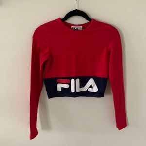 Fila Red Long Sleeve Cropped Top